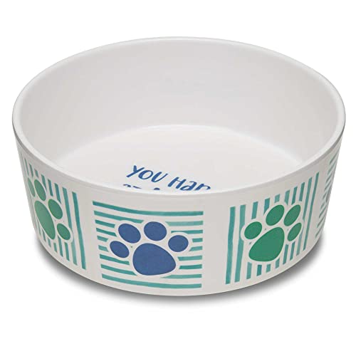 Loving Pets Dolce Moderno Dog Bowl – Modern Melamine Dog Food Bowl & Dog Water Bowl – Durable, Non-Slip Pet Dish for Small & Medium Dogs – Dishwasher Safe Dog Bowl (Large, 47 oz) - color: Had Me at Woof, size: Large