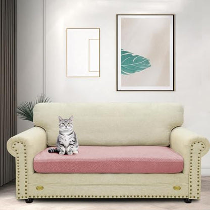 ZNSAYOTX Stretch Cushion Covers Sofa Cushion Couch Seat Covers Slipcovers Soft Replacement Unique Pattern Furniture Protector with Elastic Bottom (Rose, 1 Pc 3-Seat Cushion Cover) - color: Rose, size: 1 Cushion Sofa