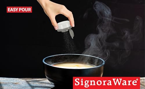 SIGNORAWARE Salt and Pepper Shakers Moisture Proof Set of 2 Small Mini Salt Shaker to go Camping Picnic Outdoors Kitchen Lunch Boxes Travel Spice Set Clear with Red Covers Plastic Airtight Dispenser - color: Gray