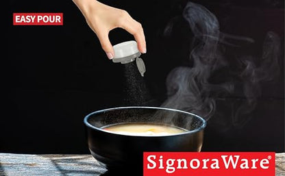 SIGNORAWARE Salt and Pepper Shakers Moisture Proof Set of 2 Small Mini Salt Shaker to go Camping Picnic Outdoors Kitchen Lunch Boxes Travel Spice Set Clear with Red Covers Plastic Airtight Dispenser - color: Gray