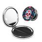 Mexican Sugar Skull and Flowers Print Foldable Travel Pocket Mirror Round PU Leather Portable Mini Makeup Double Sided Handheld Magnifying,2.6 in - color: Mexican Sugar Skull and Flowers