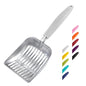 WePet Cat Litter Scoop, Aluminum Alloy Sifter, Kitty Metal Scooper, Deep Shovel, Long Handle, Poop Sifting, Kitten Pooper Lifter, Durable, Heavy Duty, for Litter Box - color: FLAT Aluminum \ #05 Grey Handle, size: Small