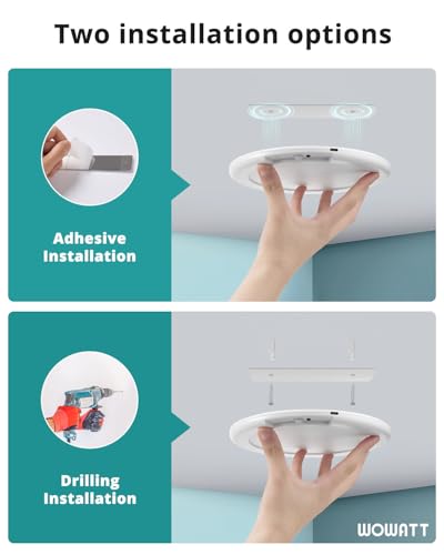 wowatt Rechargeable Ceiling Lights Battery Operated Ceiling Light with Remote Wireless Shower Lighting 3000K 4500K 6500K 7.48in Dimmable Timing Overhead Light for Closet Shower Living Room - color: 3CCT-Round, size: 1 Pack