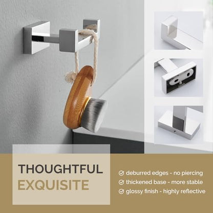 Angle Simple Bathroom Towel Hook, SUS 304 Stainless Steel Hand Towel Double Hook for Wall, Robe Coat Holder, Polished Chrome - color: Polished Chrome, size: 1 Pack