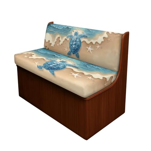 RV Dinette Cushion Covers, Stretchable Camper Cushion Couch Covers Slipcovers with Beach Turtle Print for RV Camper Car Bench (1 Backrest Covers & 1 Bench Covers) - color: Beach Turtle