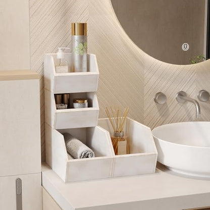 Trironsun 2 Set Bamboo Pantry Storage Bins Wood Stackable Baskets Potato and Onion Storage Bins Fruits Vegetable Bread Organization for Kitchen Counter