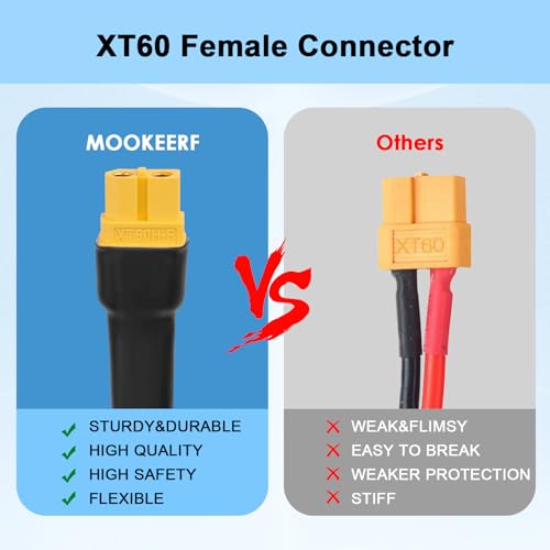 MOOKEERF Solar to XT60 Cable 10AWG 20FT Solar Connector to XT60 Adapter Cable for Solar Panel to Battery RV Portable Power Station Solar Generator - 20 Foot - size: 20FT