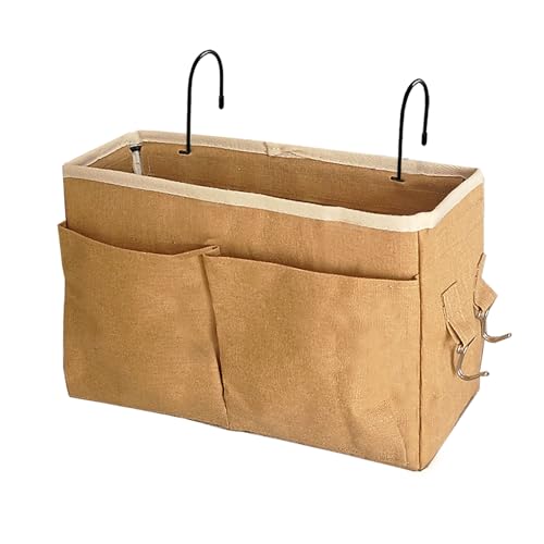 Bedside Caddy Bedside Hanging Storage Basket Multi-Function Organizer Caddy for Bunk and Hospital Beds Dorm Rooms Bed Rails, Can be Placed Glasses Books Mobile Phones（Dark khaki） - color: Dark khaki