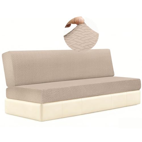 2 Piece RV Couch Covers for Sofa Bed, Stretch Elastic Camper Slipcover for RV Jackknife Sofa Bed, Washable Anti-Slip Furniture Protector, Pet Friendly & Wrinkle Free (Khaki) - color: Khaki