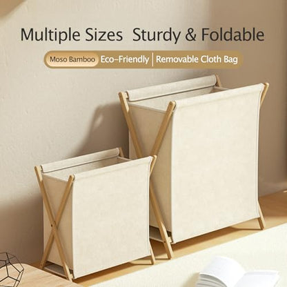 DUMDUM Simple, Eco-Friendly Foldable Laundry Hamper with X-Frame, Multi-Size for Dorm, Bedroom, RV (Beige, Medium) - size: Medium