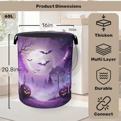 Pumpkin Party Foldable Laundry Hamper - Waterproof Fabric Storage Basket with Handles, Clothes Hampers for Laundry,Bedroom,Dorm - color: Pumpkin Party