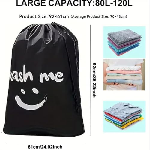 2 Pack XL Travel Laundry Bag, Dirty Clothes Organizer with Drawstring, Large Enough to Hold 4 Loads of Laundry，Easy Fit a Laundry Hamper or Basket，24" x 36" - color: Grey+Black