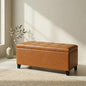 Asense Storage Ottoman Bench, 33" Faux Leather Upholstered End of Bed Bench with Safety Hinge,Wooden Legs,for Entryway Bedroom Living Room - color: 33" Brown Faux Leather
