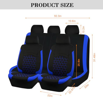 Car Seat Cover Full Sets, Polyester Foam Breathable Waterproof Vehicle Split Front Rear Seat Protectors, Automotive Interior Chair Cushion Pad, Universal for SUV RV Truck (Blue) - color: Blue