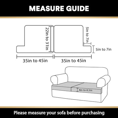 PrinceDeco 2 Piece Loveseat Sofa Slipcovers for T Cushion Couch Cover T Shaped 2 Cushion Couch Sofa Seat Cover with Elastic Bottom Pets Friendly Jacquard Small Checked,Dove - color: Dove, size: 2 Cushion Sofa