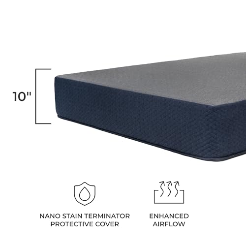 DREAMFOAM Brooklyn Bedding Copperflex Essential 10" Gel Memory Foam Mattress with Stain Protection, Twin |Made in Arizona - size: Twin 39x75, style: 10" - Medium