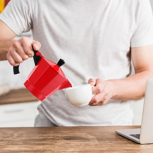 Coffee Pot 6 Cup Electric Espresso Coffee Maker Italian Moka Maker 300ml Portable Aluminum Espresso Machine Cafetera Moka Pot with Detachable Base, Gift for Home Travel(Red) - color: Red