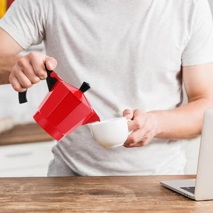 Coffee Pot 6 Cup Electric Espresso Coffee Maker Italian Moka Maker 300ml Portable Aluminum Espresso Machine Cafetera Moka Pot with Detachable Base, Gift for Home Travel(Red) - color: Red