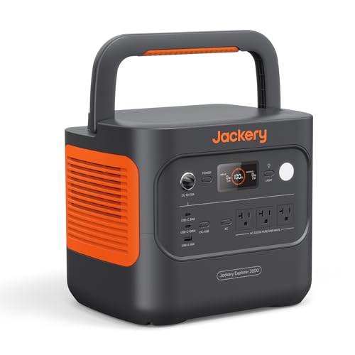 Jackery Explorer 2000 v2 Portable Power Station, 2042Wh LiFePO4 Home Backup Battery, 2200W Solar Generator, USB-C PD 100W Fast Charging for Emergencies, Power Outages, Camping(Solar Panel Optional) - style: Explorer 2000 v2
