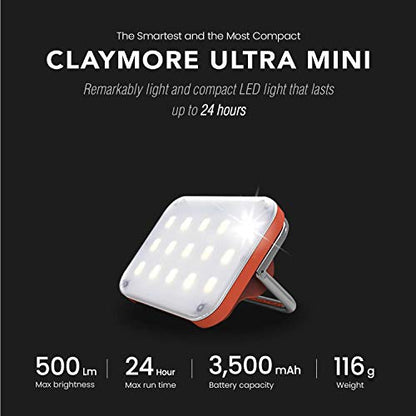 CLAYMORE Ultra Mini (Black) - Outdoor Rechargeable LED Light for Camping, Tent, Backpacking, Emergency and Industrial Use. Waterproof, Portable Lantern with USB-C, Up to 24 Hours Battery Life. - style: Black (Ultra)