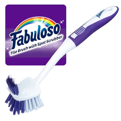 Fabuloso Tile Brush with Spot Scrubber, Long Bathroom Cleaning Brush with Medium Bristles, Shower Scrubber with Hanging Hole for Tile, Grout, Tubs, Floors and Bathroom Walls, 11 Inch - size: Tile Brush w/ Spot Scrubber