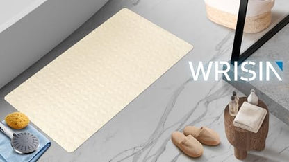 Non Slip Bathtub Mat for Bath Tub Shower - Natural Rubber Mat with 241 Suction Cups - Soft Bathroom Safety Mat - Unique Diamond Pattern - Fatigue Relief - Machine Washable - 16 × 28 Inch - color: Beige, size: 28" x 16" (Rectangular)