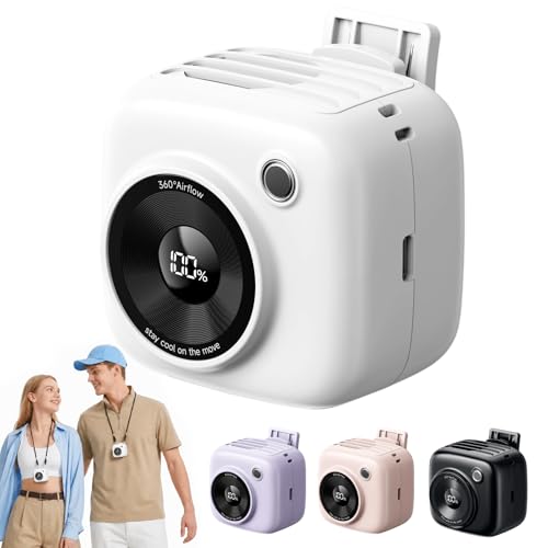 Portable Waist Fan, Rechargeable Wearable Fan w/ LED Display, 3 Speeds, 3000mAh Battery, 10H Runtime, Mini Turbo Airflow, Clip on Belt/Shirt/Hat, for Travel,Outdoor, Concert,Gift for Men Women-1 PACK - color: White, size: 1-Pack