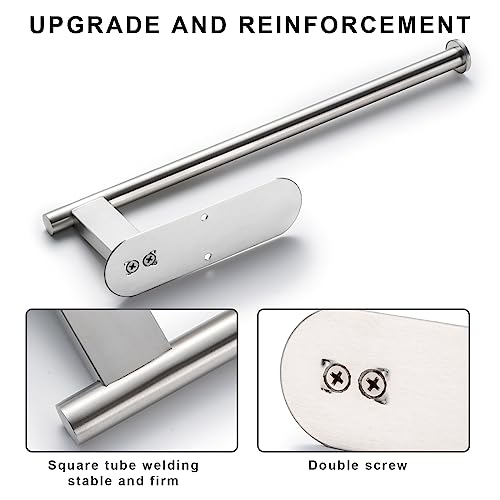 Honmein Paper Towel Holder, Upgrade SUS304 Stainless Steel Paper Towel Holder Under Cabinet, Bend-Resistant, Self-Adhesive or Drill mounting (Silver) - color: Silver