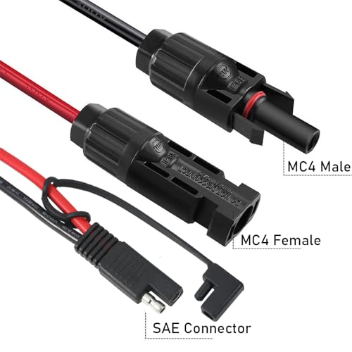 1ft 10AWG Solar Panel Connector Cable, SAE to MC-4 Male Female Adapter PV Extension Cable with SAE Polarity Reverse Adapter for RV Caravan Solar Panel Battery Charger - style: 1PCS