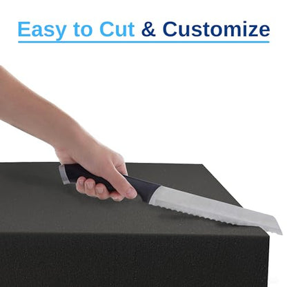 FoamRush 1" x 18" x 20" Charcoal High Density Upholstery Foam Cushion, Upholstery Sheet, Foam Padding, Seat Replacement, Wheelchair Seat & Chair Cushion Replacement, Square, Made in USA - color: Charcoal Foam, size: 1" x 18" x 20"