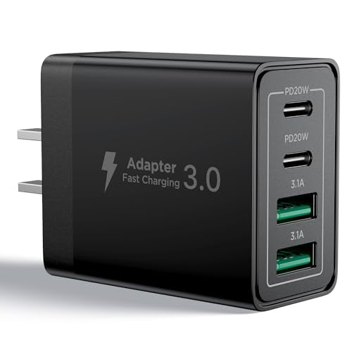 USB C Wall Charger Block, 40W USB C Charger Block QC Wall Plug + PD Power Adapter Multiport Brick Type C Fast Charging Block for iPhone 17 16 15/14 Pro Max/13 Pro/12/11/8, XR/XS/X, Samsung Cube - color: Black