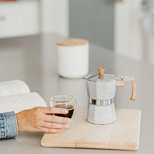 GROSCHE Milano Moka pot, Stovetop Espresso maker, Greca Coffee Maker, Stovetop coffee maker and espresso maker percolator (Grey, 6 cup) - color: Grey, size: 6 espresso cups