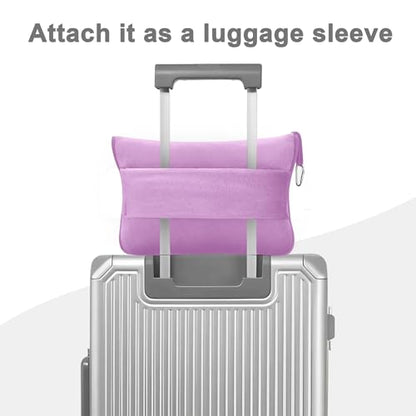Travel Blanket and Pillow Compact, Premium Soft 2 in 1 Airplane Blanket with Soft Bag Pillowcase，Hand Luggage Sleeve and Backpack Clip (Solid Purple) - color: Solid Purple
