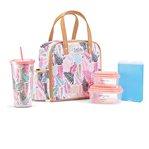Fit & Fresh Lunch Bag For Women, Insulated Womens Lunch Bag For Work, Leakproof & Stain-Resistant Large Lunch Box For Women With Containers, Tumbler and Ice Pack, Zipper Closure Wichita Bag Palm - color: Colorful Palm