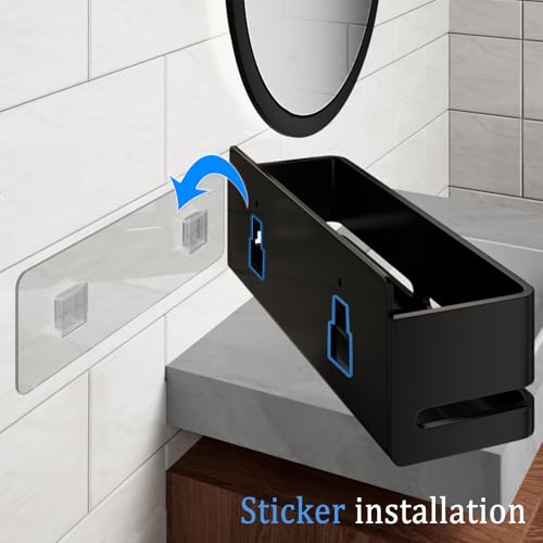 Shower Caddy, 2-Pack Shower Shelf, Heavy-Duty Bathroom Storage Shelf, Large Capacity No-Drill Bathroom Organizer, Black Metal Storage Basket, Adhesive Installation - size: Black-2 layers