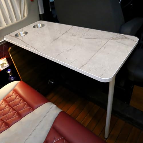 Foldable Rv Table with 2 Cup Slots, Wall Mount Folding Picnic Table Space-Saving Computer Desk Workstation, Wood Camper Table for RV, Home Office, Bedroom or Kitchen, A - color: A