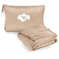 Travel Blanket and Pillow Compact, Premium Soft 2 in 1 Airplane Blanket with Soft Bag Pillowcase，Hand Luggage Sleeve and Backpack Clip (Brown) - color: Light Brown