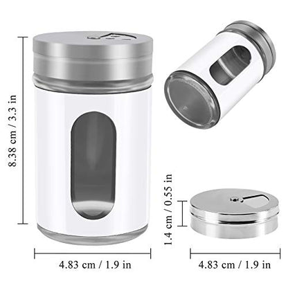 Accmor 2pcs Salt and Pepper Shakers,Stainless Steel Shaker for Salt Powder Sugar Cinnamon Pepper, Spice Dispenser with Adjustable Pour Holes,White - color: White