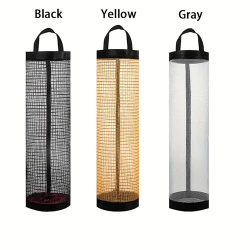 2PCS Kitchen Storage Hanging Bag - Mesh Foldable Breathable Disposable Shoe Cover & Trash Bag Organizer - BLACK