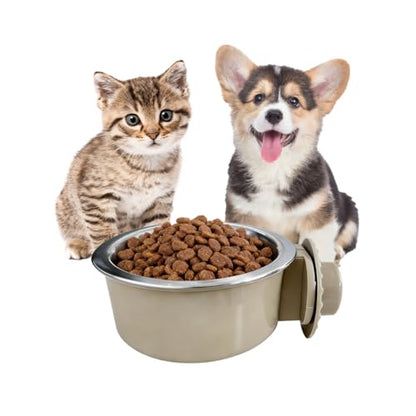 2Pcs Pets Lightweight Stainless Steel Bowl,Removable Stainless Steel Pet Hanging Food Water Feeder Bowl for Puppy Dog Cat Rabbit Ferret Bird Gunea Pigs (Small) - size: Small