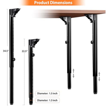 Folding Adjustable Table Legs 2 PCS for Outdoor Camper, RV | Adjustable Height 22.5”- 34.5” DIY Desk Legs, Foldable Furniture Legs for Coffee Dinner Table, Tabletops, Kitchen - size: Adjustable Height - 22.5”- 34.5”