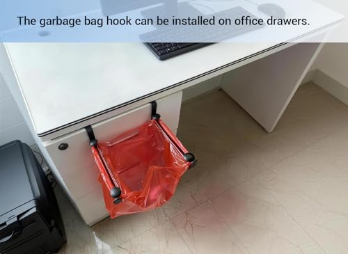 Large Trash Bag Holder for Kitchen Cabinets Doors, Under Sink Plastic Bag Hooks, Stainless Steel Garbage Bag Holder, Kitchen Trash Waste Cans (Black) - color: Black