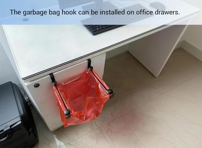 Large Trash Bag Holder for Kitchen Cabinets Doors, Under Sink Plastic Bag Hooks, Stainless Steel Garbage Bag Holder, Kitchen Trash Waste Cans (Black) - color: Black