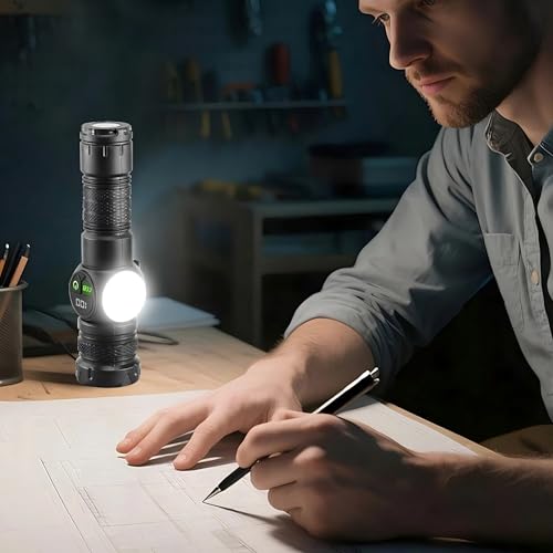 Rechargeable Flashlights High Lumens, LED Flashlight with Sidelight, 5 Modes & Zoom, USB-C Charging with LCD Display, Magnetic, Waterproof, Handheld Flashlights for Home Camping Emergency - color: Black-1 Pack
