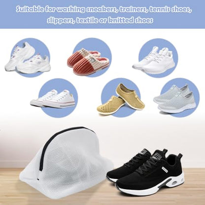 Tenn Well Shoe Washing Machine Bags, 3PCS Mesh Laundry Bags for Shoes, Sneakers, Trainers, Tennis Shoes, Slippers, Fit up to Men’s Size 12 - color: White, size: 8.7"x8.7"x15"