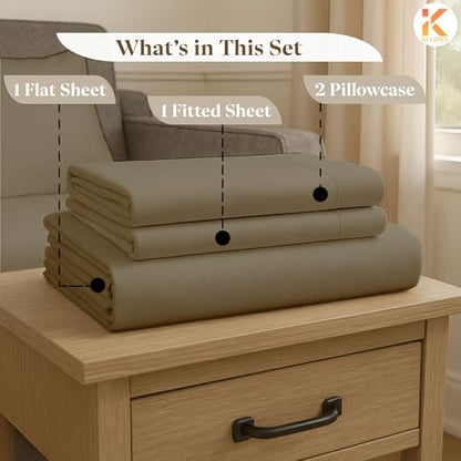 Soft & Luxurious Full Sleeper Sofa Bed Sheet Set - Premium Quality 100% Cotton Sheets, 4-Piece Solid Bedding Sets, Fits RV & Sofabed Mattresses up to 8" Deep, Taupe - color: 09-taupe, size: Full 8" Deep