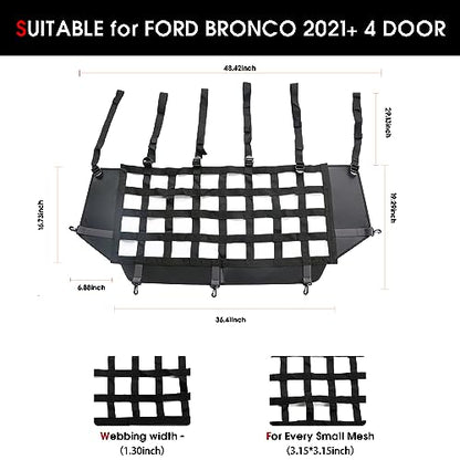 sukemichi Dog Car Barrier for Bronco, Dog Barrier Car Net Mesh Divider Restraint Trunk Cargo Area for 2021-2025 2026 Ford Bronco Accessories 4 Door, Suitable for Medium, Large Pets, Black