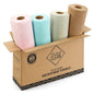 Fantasticlean Kitchen Towels - 80 Sheets - Reusable Washable Dishcloth Rolls, Super Absorbent, Premium Microfiber Cleaning Cloths, 10'' by 10'' (Pink,Blue,Tan,Moss Green) - color: Pink,blue,tan,moss Green