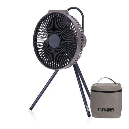 Claymore V600+ Warm Gray Rechargeable Portable Fan – 7,800mAh Battery, 4-Speed BLDC Ultra-Quiet Air Circulator USB-C Charging 32 Hrs Runtime Tripod Mountable Adjustable for Camping, Indoor, Outdoor - style: V600+ (Warm Gray)