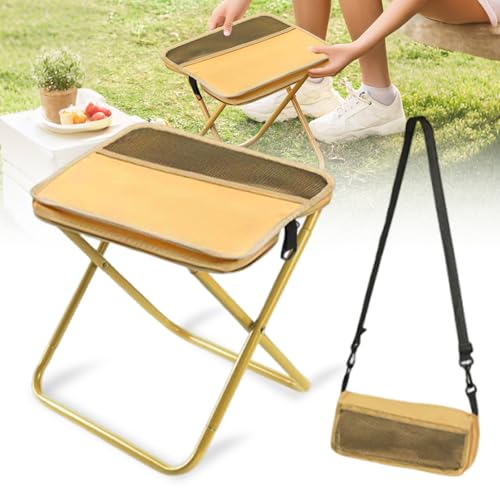 hoehew Portable Stool for Mountaineering and Hiking, 2025 New Lightweight Foldable Stool with Carrying Bag, Outdoor Footstool for Picnic Hiking Fishing (Khaki, Small) - color: Khaki, size: Small